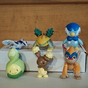 Lot of 6 Jakks 2007 2010 Pokemon Figure Toy  Lugia Monferno Budew‎ Piplup Grotle